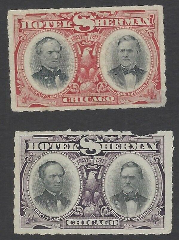 Usa 1911 Hotel Sherman Poster Stamps Mh (2)