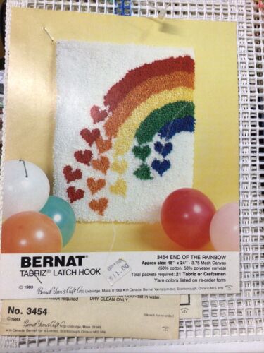 Bernat Vintage 1983 Latch Hook Canvas Only End Of The Rainbow #3454