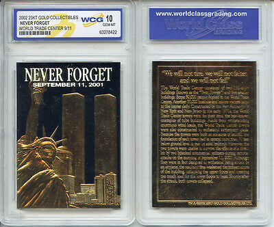 World Trade Center 9/11 23k Gold Card *original Black Gold* - Graded Gem-mint 10