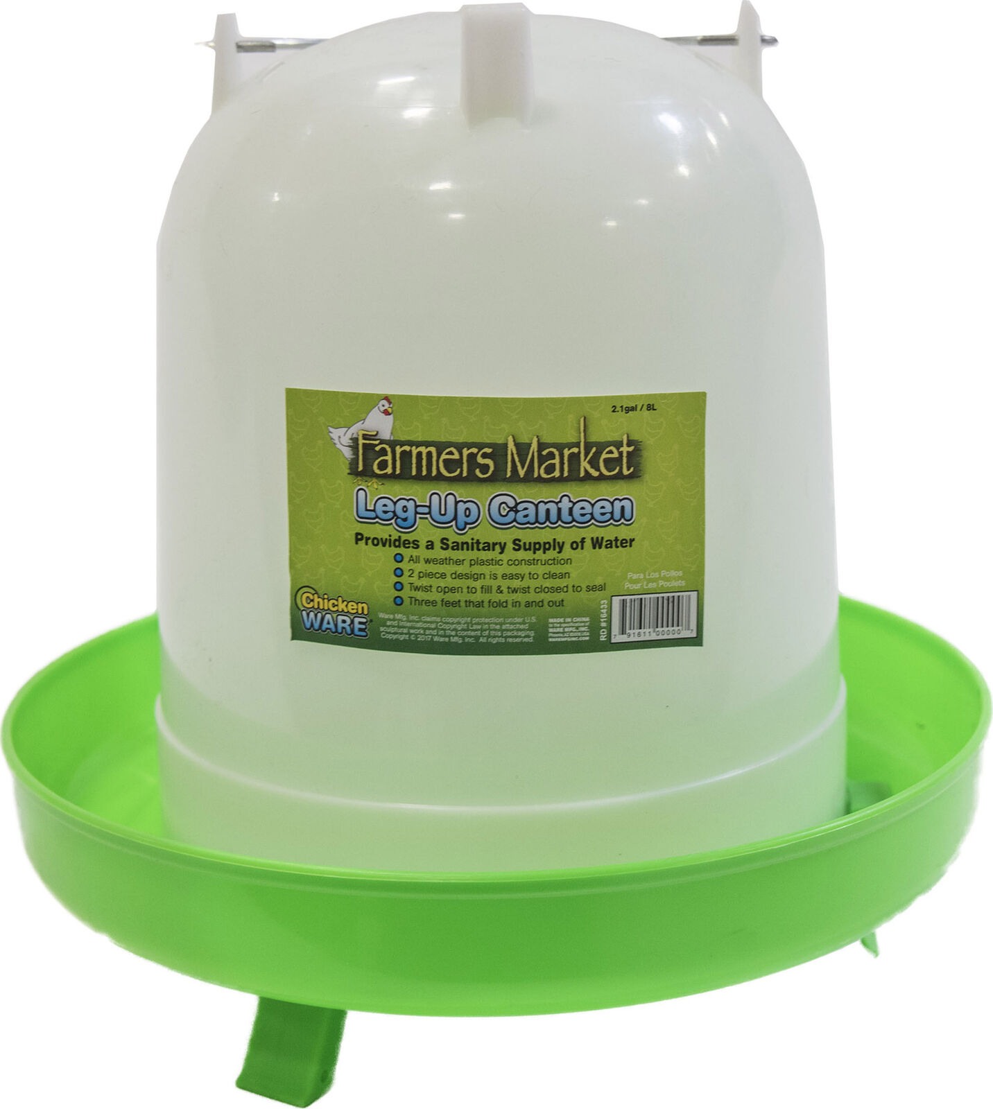 Chicken Drinker Ware Mfg. Inc. Part 15012, White/green, Size 8 Liter, Provides S
