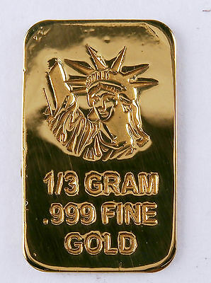 1/3 Gram Gold Bar Of 24k Pure .999 Fine Gold Strategic Bullion Rea2a