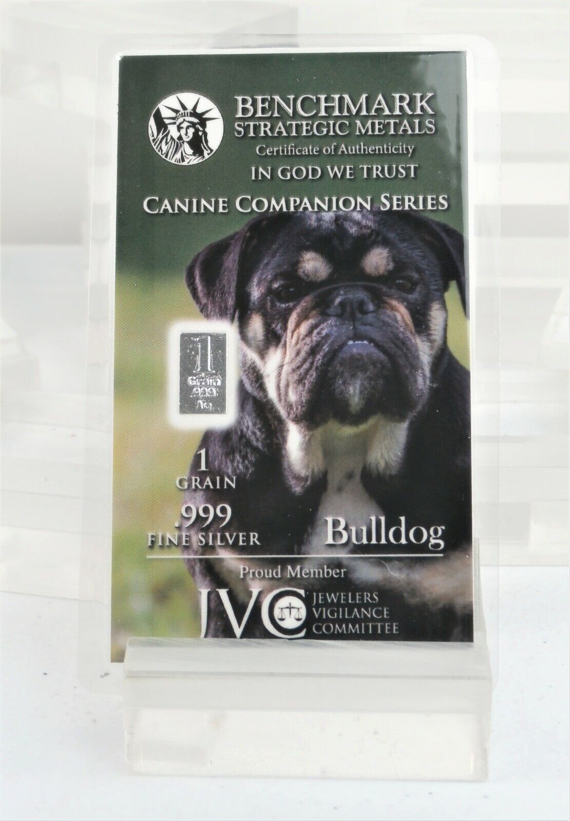 1/15 Gram Pure 999 Fine Silver Bar Bulldog K9 Companion Series A20