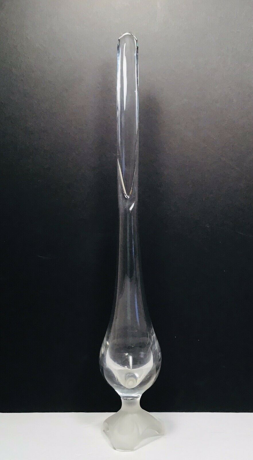 Clear Swung Art Glass Frosted Footed Vase