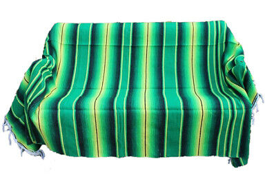 Green Sarape Serape Mexican Blanket Saltillo Southwestern 5' X 7' Yoga Throw