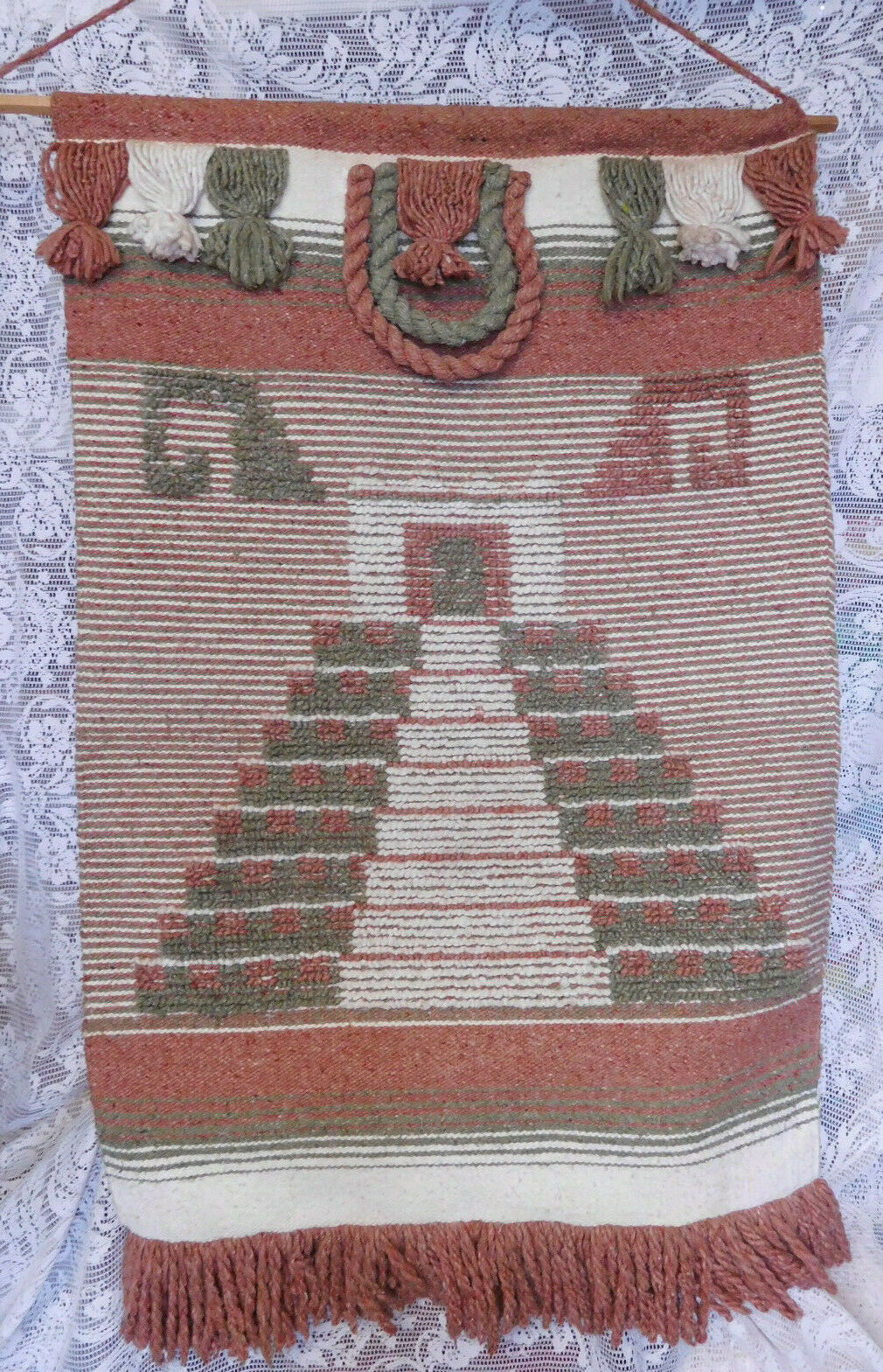 Vintage Woven Wool Southwest Style Wall Hanging~ Free Ship~