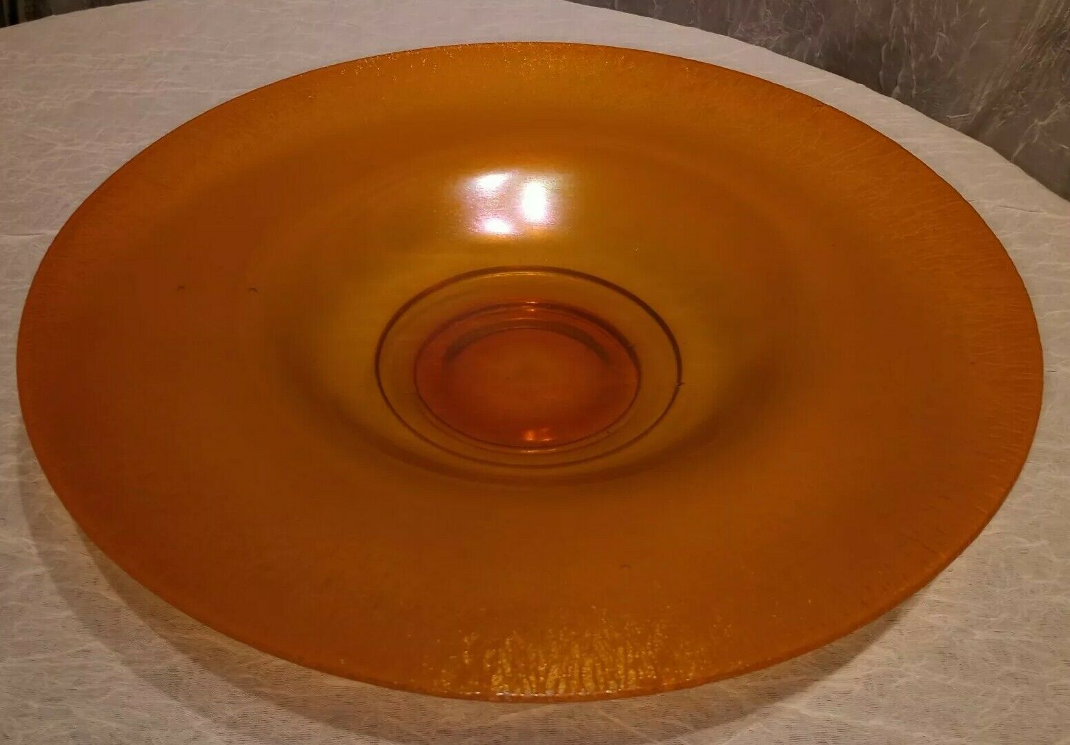 Fenton Tangerine Orange Stretch Glass 13" Centerpiece Console Bowl