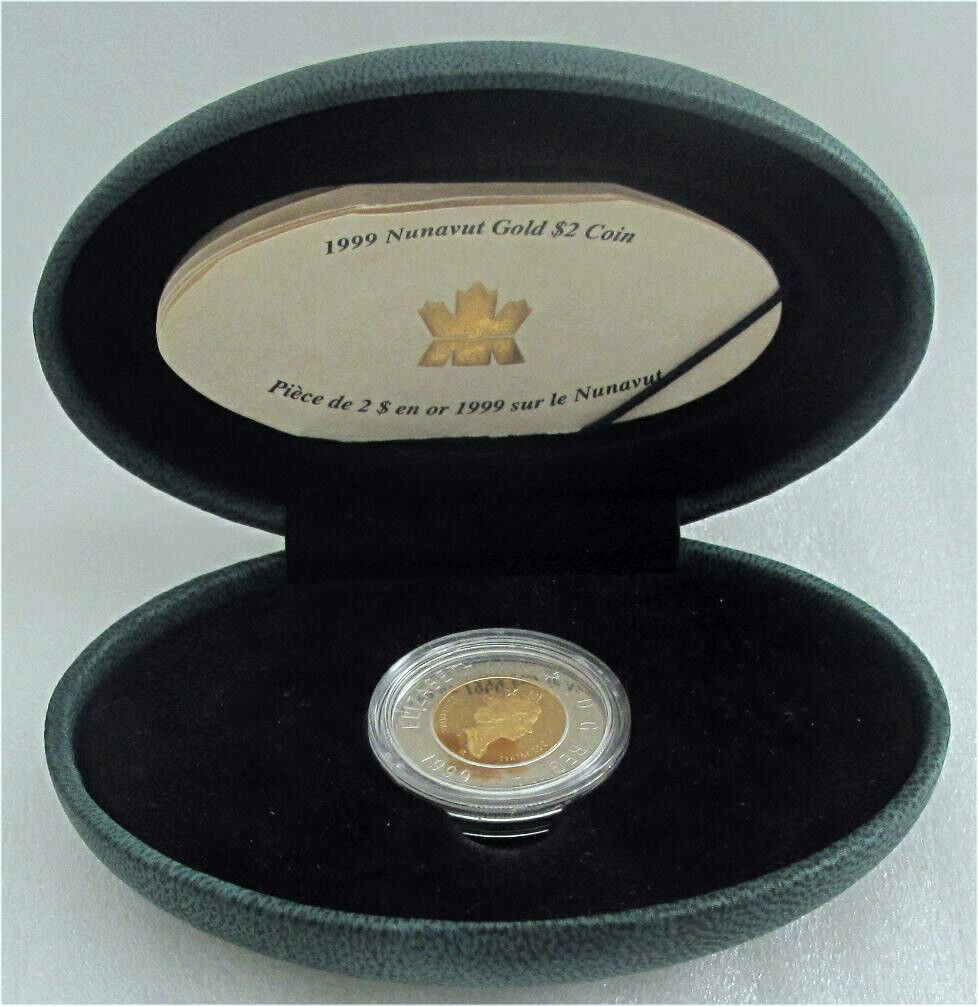 1999 Canada 22k - 0.917 Gold $2 Dollar Coin  Nunavut Drum Proof  $425+ Scrap