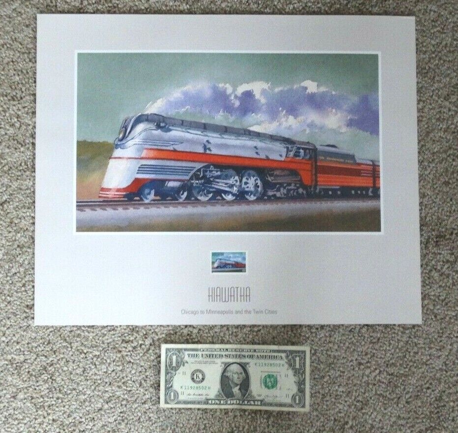1999 Usps Train Stamp Art Print All Aboard - Hiawatha Chicago To Minneapolis