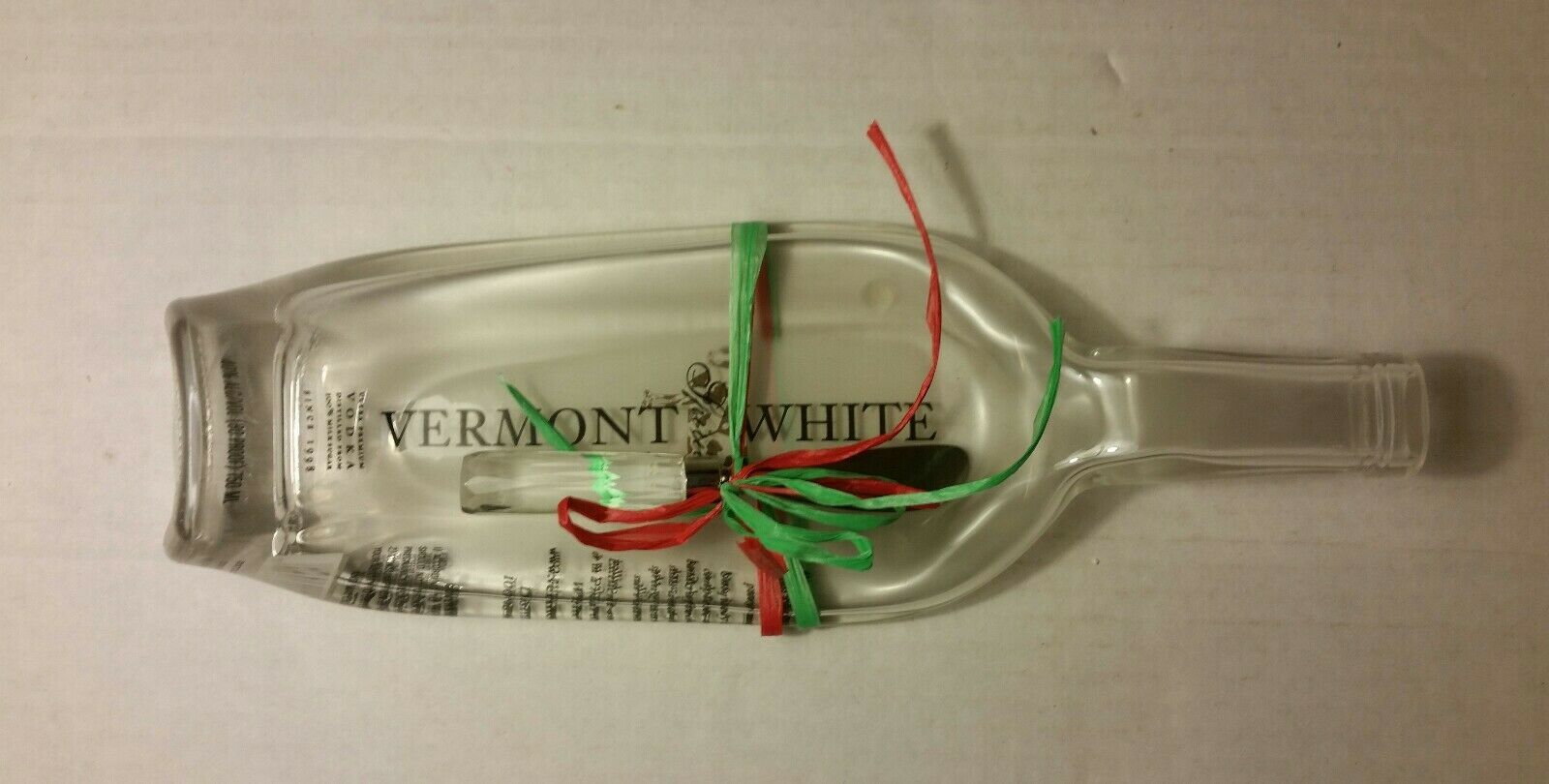 Vermont White Vodka Melted Glass Wine Bottle Flat Cutting Board Cheese Tray
