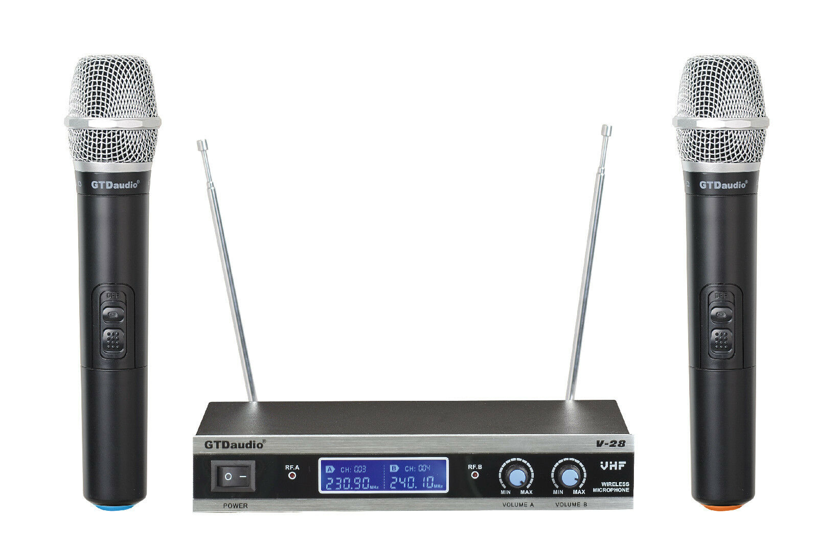 Gtd Audio 2 Channel Vhf Handheld Wireless Microphone System (brand New) V-28h