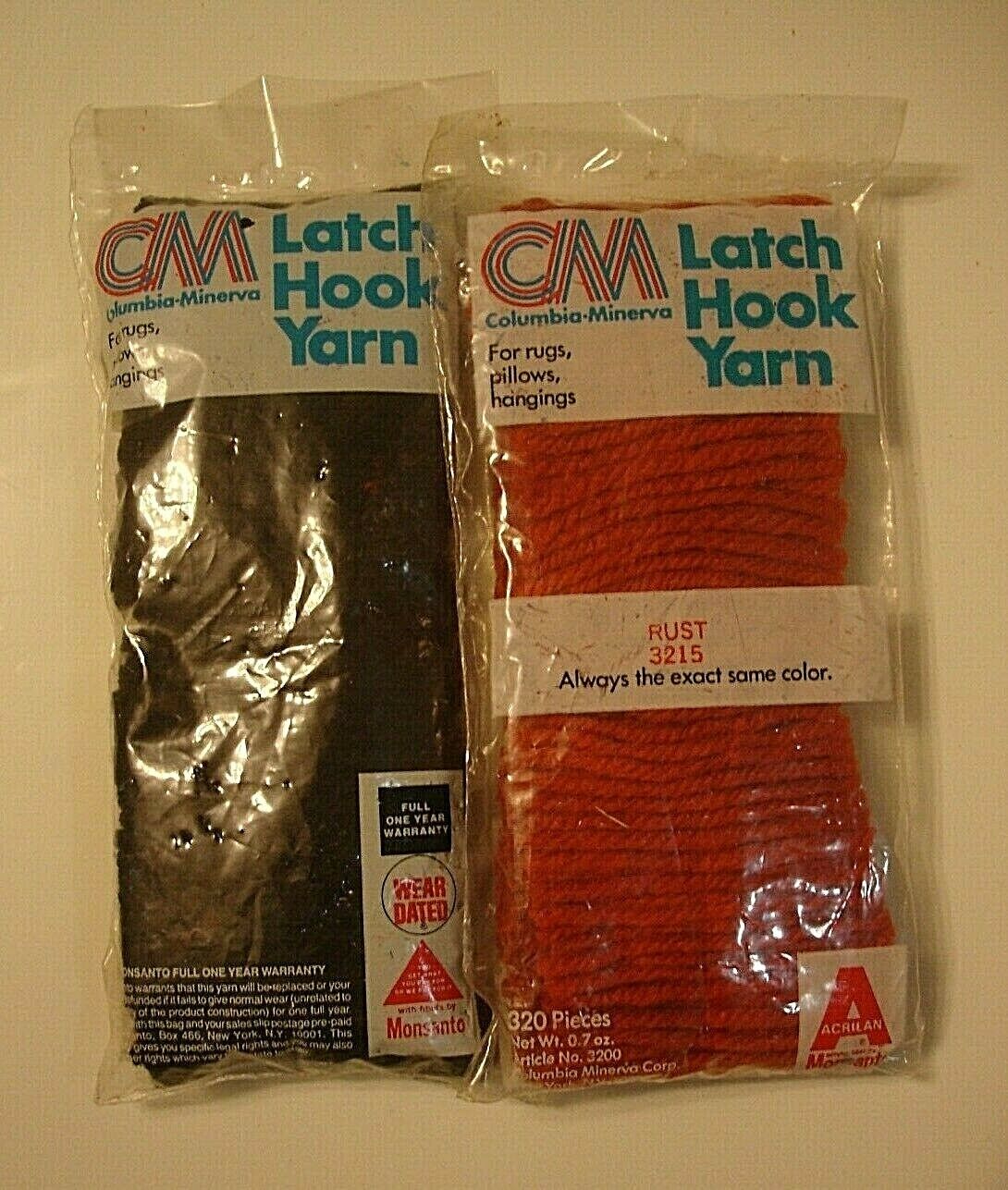 Cm-columbia-minerva Latch Hook Yarn-vanilla/black/rust/walnut-20 Bags/320 Pcs-n