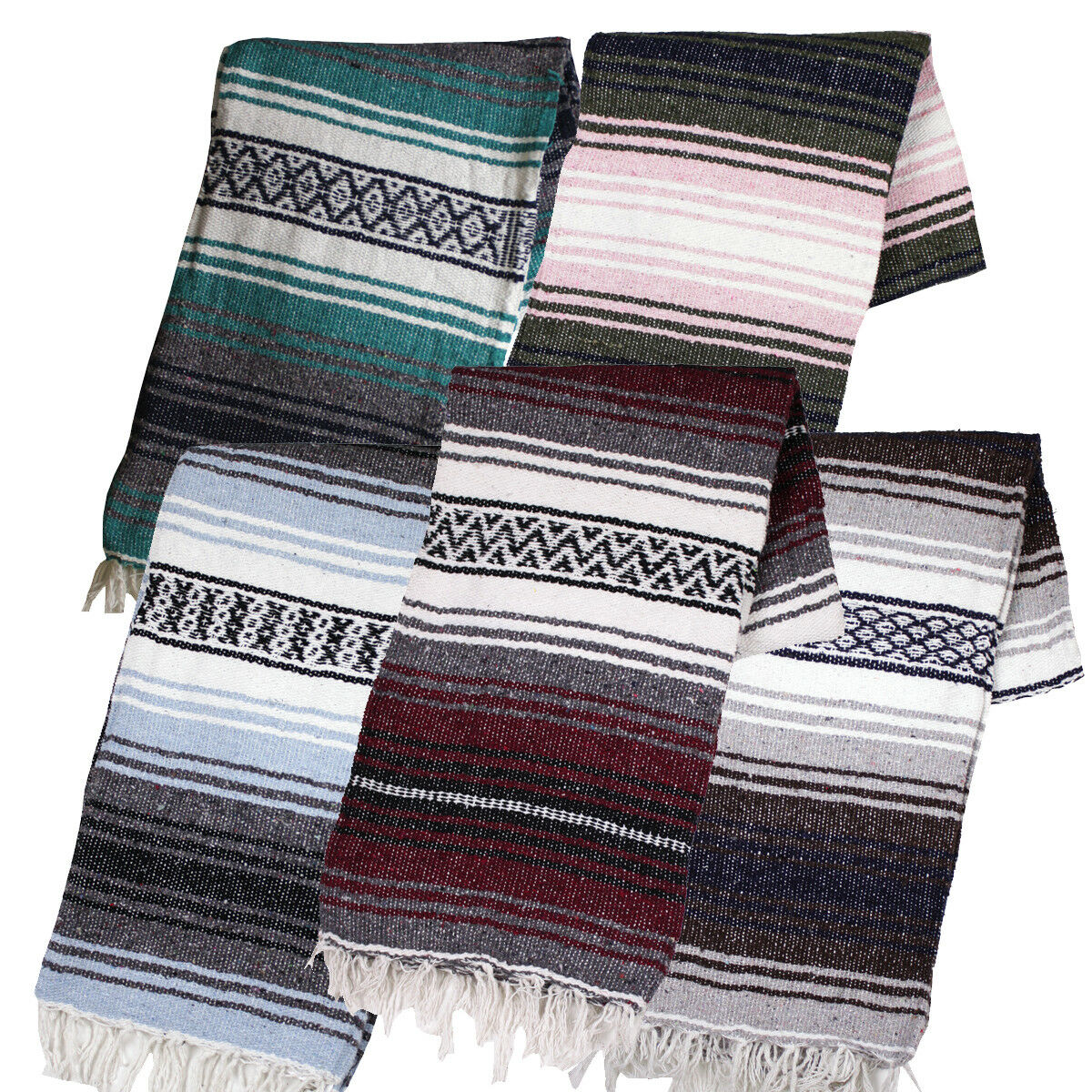 Two (2) Falsa Blankets - Authentic Mexican 74” X 50” Random Colors